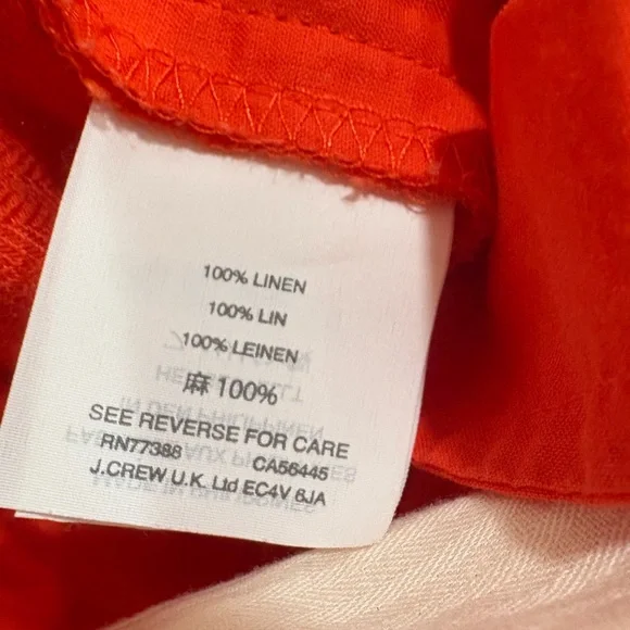 J.Crew 100% Linen Wide Leg Cropped Trousers in Poppy Red. Size 4. - Picture 5 of 6